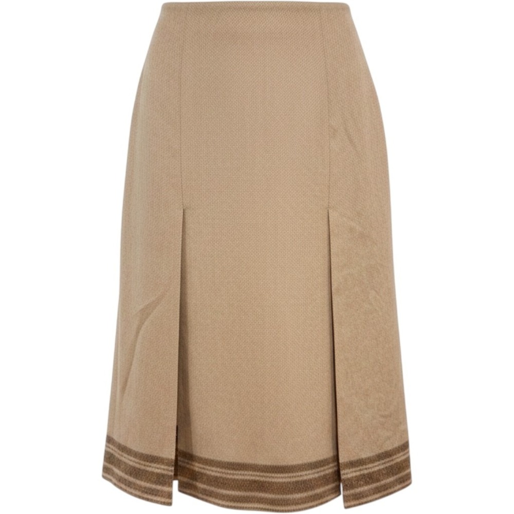 Kenneth Cole Herringbone Wool Blend Skirt Size 2 Tan Knee Length Lined NWT